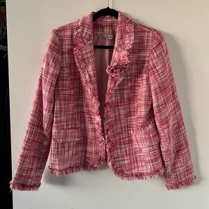 Jessica tweed pink blazer with rose detailing